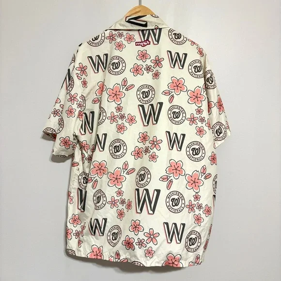 Washington Nationals City Connect Cherry Blossom Hawaiian Button Down Large - Picture 4 of 4